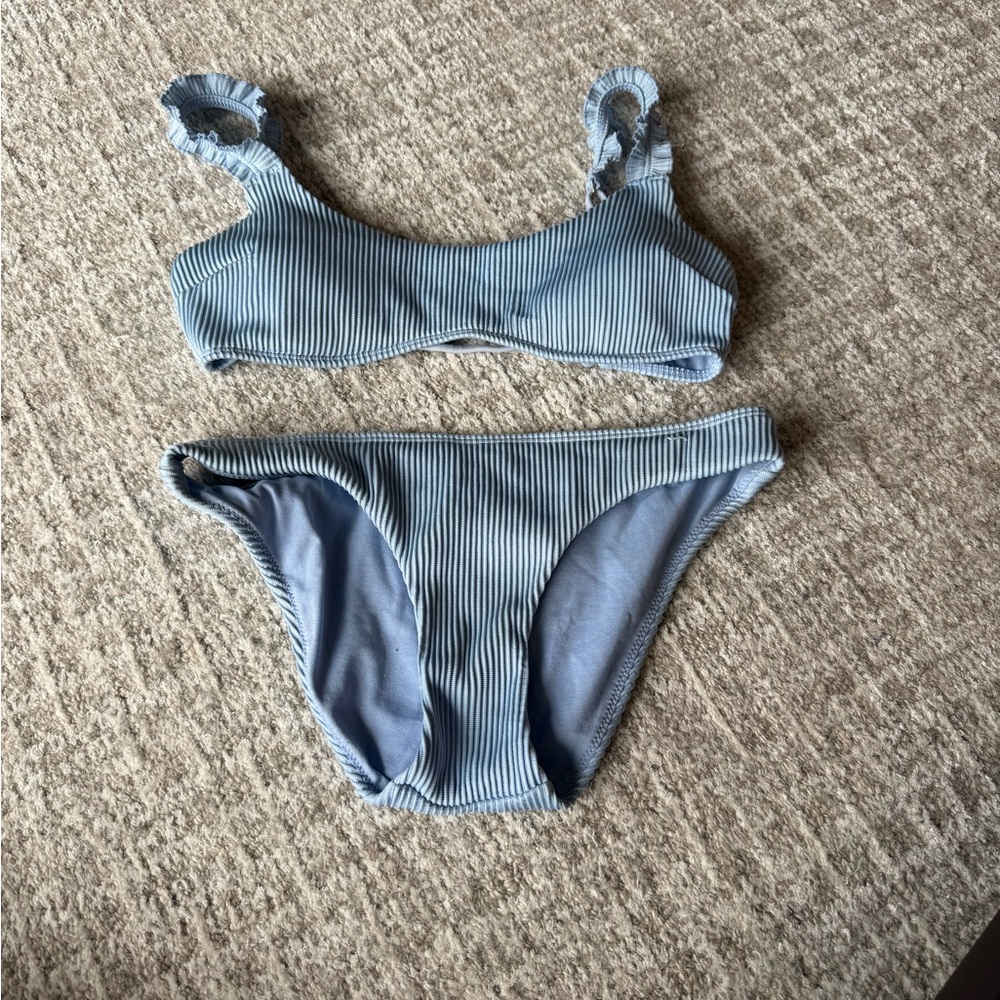 HOLLISTERLight Blue Ribbed Bikini Set